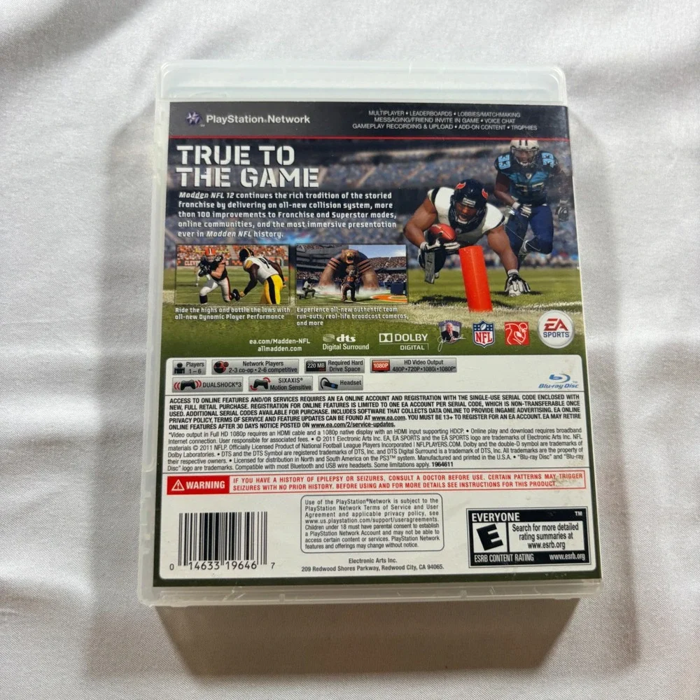 EA Sports Madden NFL 12 Sony PlayStation 3 PS3 Football Game Complete CIB